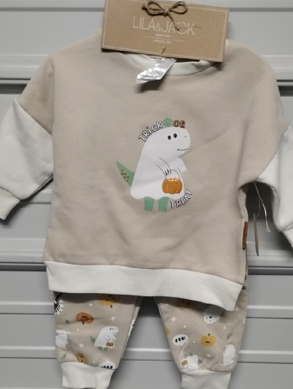 Lila & Jack Beige 'Trick or Treat' Kids Matching Set